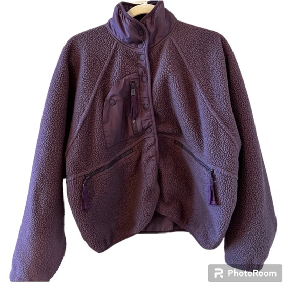 Free People Hit The Slopes Fleece Jacket Blackberry - Picture 5 of 6